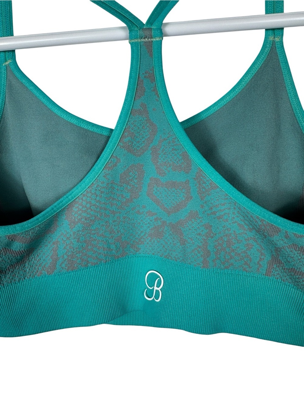 Bombshell Sportswear Teal Snake Print Seamless Sports Bra, L/XL - Picture 6 of 6